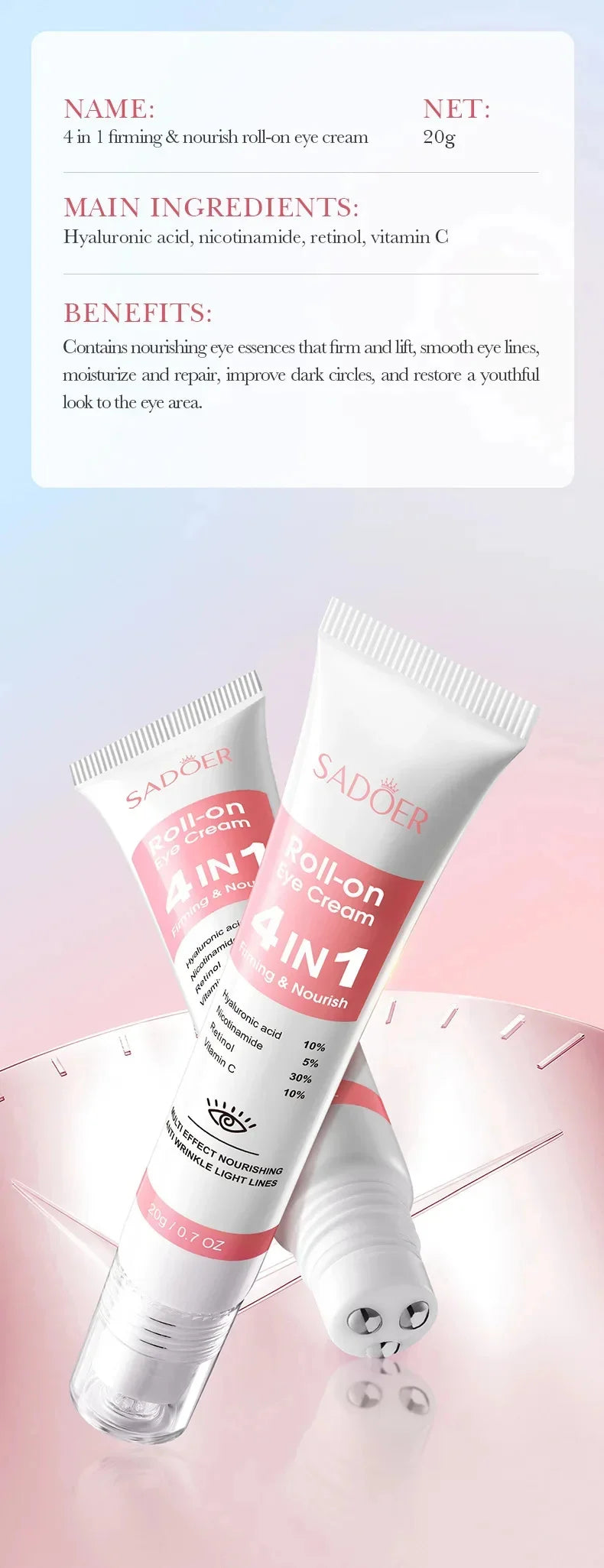 Instant Eye Bag Removal Cream Collagen Anti-Wrinkle Fade Fine Lines Firming Skin Anti Dark Circle Puffiness Brighten Eye Care