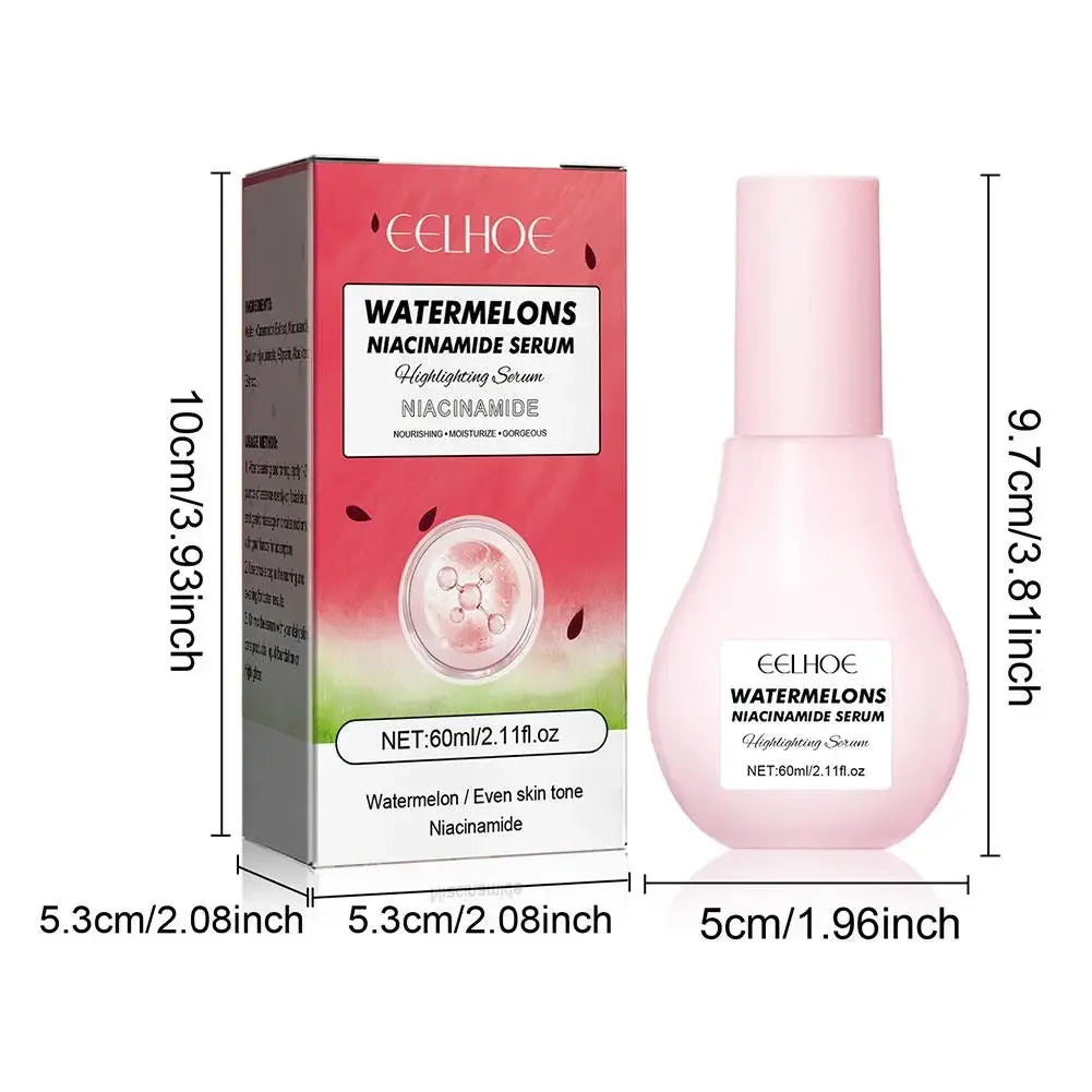 60ml Watermelon Glow Niacinamide Dew Drops Serum Priming Highlighter Serum Lightweight Hydrating Face Makeup Serum 2025