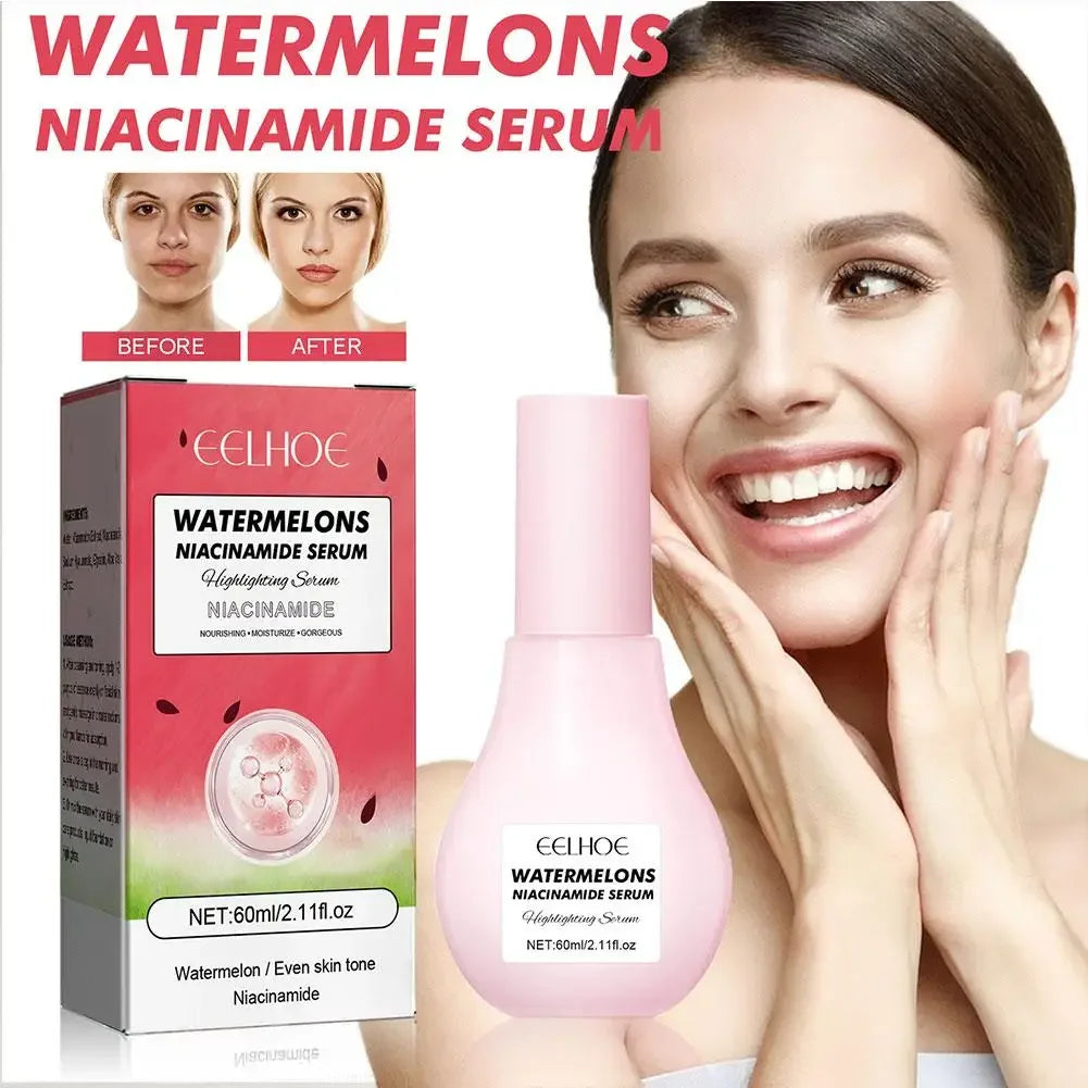 60ml Watermelon Glow Niacinamide Dew Drops Serum Priming Highlighter Serum Lightweight Hydrating Face Makeup Serum 2025