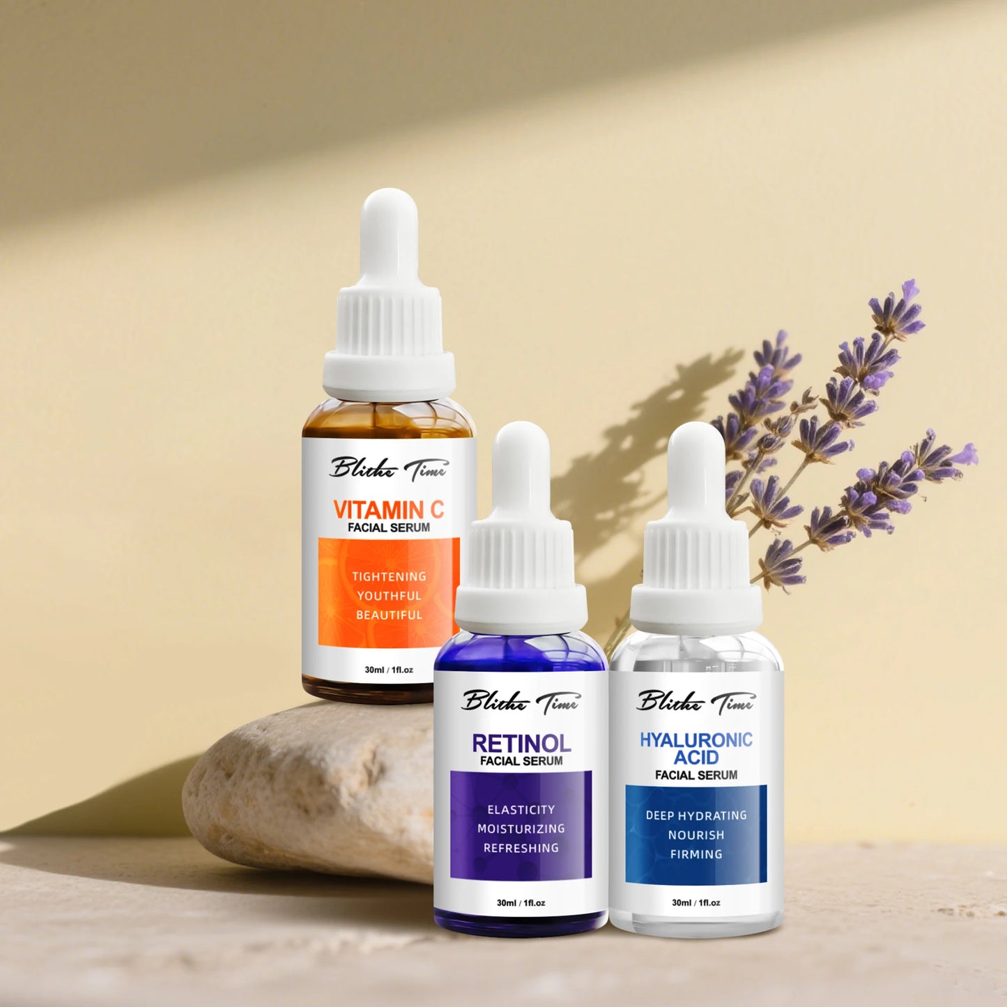 Blithe Time Serum 2-Set (30ml*3/Set): C+A+Hyaluronic Acid, Firm & Hydrating, Holiday/Travel