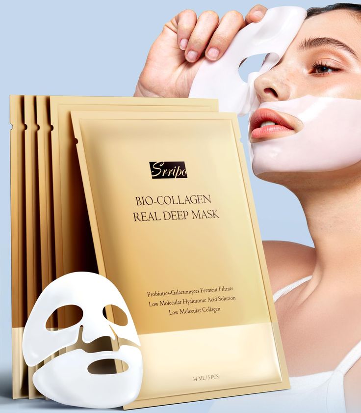 1/3/5/10PCS Bio Collagen Face Mask | Anti-Aging & Anti-Wrinkle Treatment | Firms, Lifts, and Brightens Skin | Korean Cosmetics