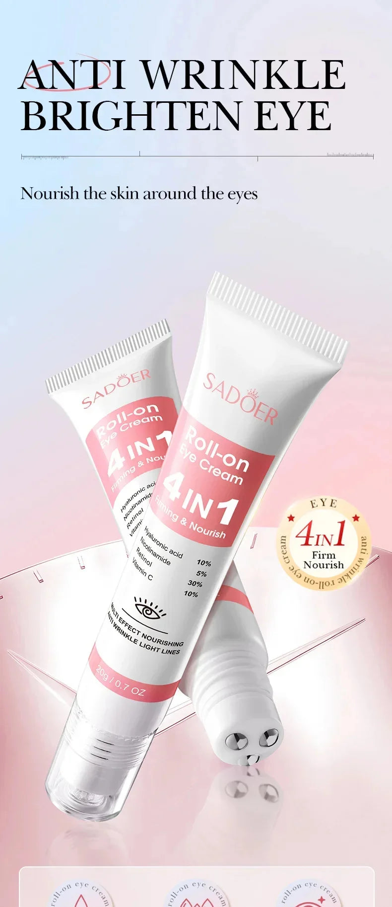 Instant Eye Bag Removal Cream Collagen Anti-Wrinkle Fade Fine Lines Firming Skin Anti Dark Circle Puffiness Brighten Eye Care