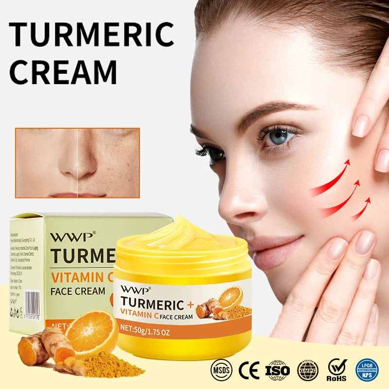Turmeric Face Cream Strong Whitening Vitamin C Cream Brighten Skin Tone Reduce Dark Spots Lighten Moisturizing Cream Facial
