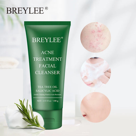 BREYLEE Facial Cleanser Acne Treatment Face Cleansing Wash Mask Skin Care Cleaner Shrink Pore Oil Control Remove Blackhead