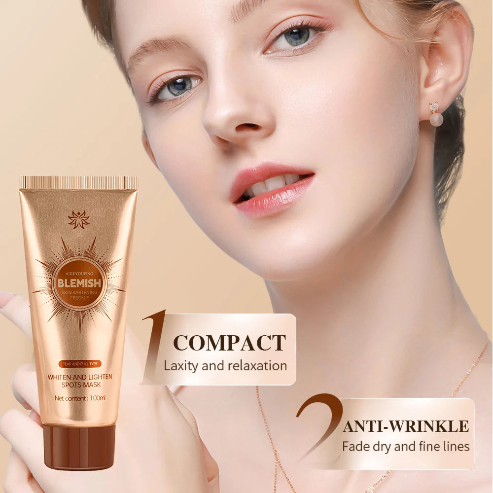 Whiten and Lighten Spots Mask Spots Peel-Off Facial Mask Anti-Blemish Freckle Brightening Mask Deeply Clean Pore Tightening Moisture